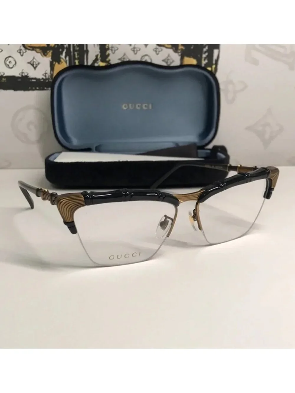 New Authentic Gucci Black and Brown Eyeglasses GG0660o 001